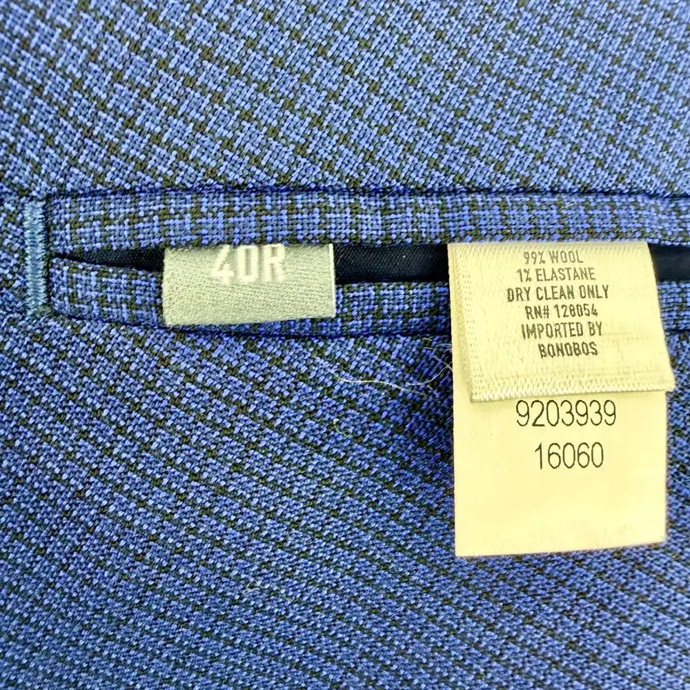 Bonobos Slim Fit Men's 40R Blue Wool Blazer Marzotto Italian Wool Sport Coat